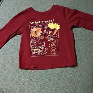 Snack Attack Kids Maroon Long Sleeve Shirt- Boys